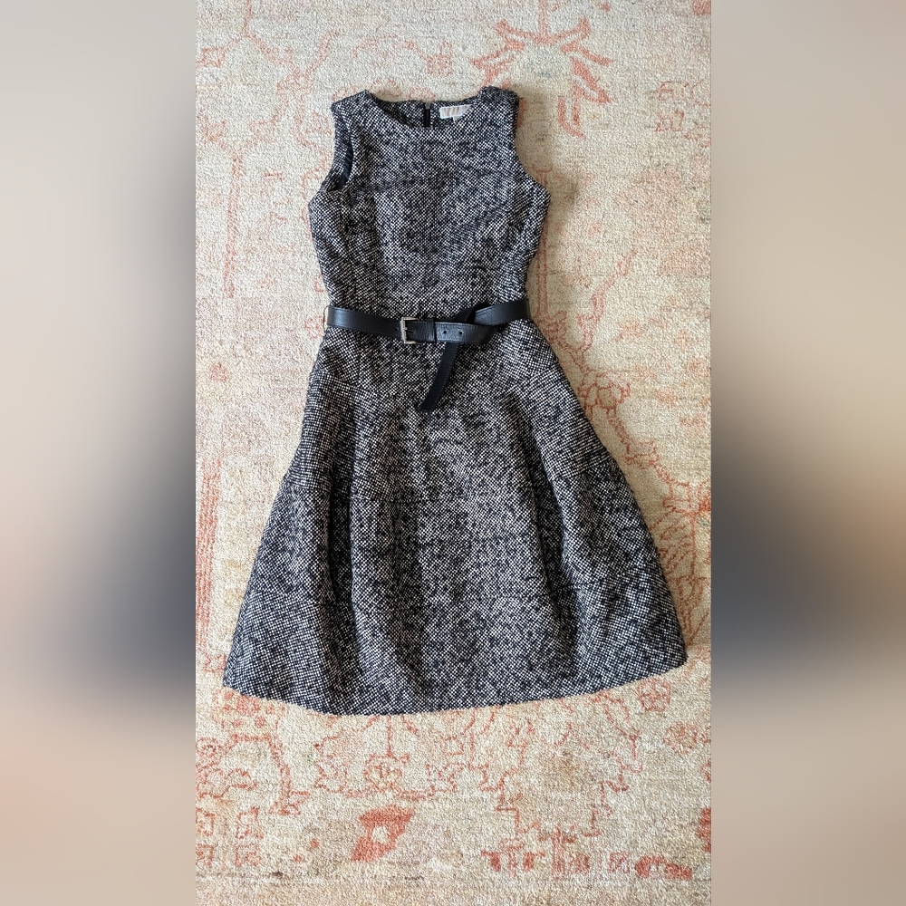 Michael Kors A-Line Pleated Black and White Dress